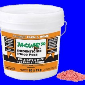 JAGUAR BAIT PACK RODENTICIDE IS A SPECIALLY FORMULATED SINGLE FEED INTERIOR BAIT PACK USED BY PROFESSIONALS TO QUICKLY REDUCE MOUSE AND RAT POPULATIONS. WAX COATED BLOCKS ENSURE MOISTURE WILL NOT COMPROMISE THE INGREDIENTS. CONTAINS BRODIFICOUM