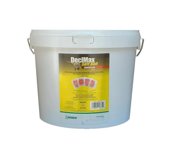 DECIMAX RODENTICIDE IS A SPECIALLY FORMULATED SINGLE FEED INTERIOR / EXTERIOR SOFT BAIT USED BY PROFESSIONALS TO QUICKLY REDUCE MOUSE AND RAT POPULATIONS. CONTAINS BROMADIALONE.